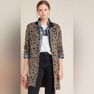Anthropologie Aldomartins Isabella Leopard Sweater Jacket